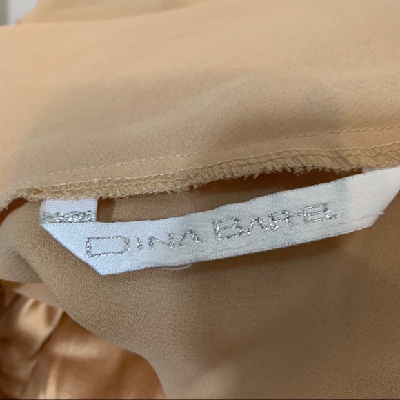 Dina Barel Soft Gold Tone Silk Flattering Dress - Picture 3 of 16